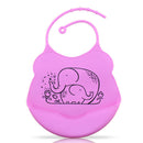 2Pcs Adjustable Waterproof Silicone Infant Baby Bibs With Big Roll Up Pocket