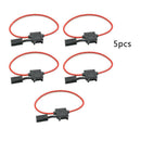 5 Pack 16 Gauge ATC In-Line Blade Fuse Holder 100% OFC Copper Wire + 1A - 40A