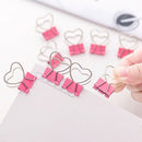100Pcs Pink Clip Heart Hollow Out Metal Binder Clips Notes Letter Paper Cli