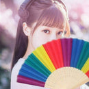 7-inch Bamboo Rainbow fan Folding Summer Accessory For Dance Decoration Wed