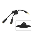 3.5mm M/2F 15cm Stereo Headphone Audio Extension Cord Cable +Volume Control