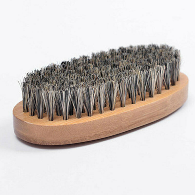 Boar Bristle Hair Brush Set and Men Beard Thin Hair Comb Mustache Brush DTV