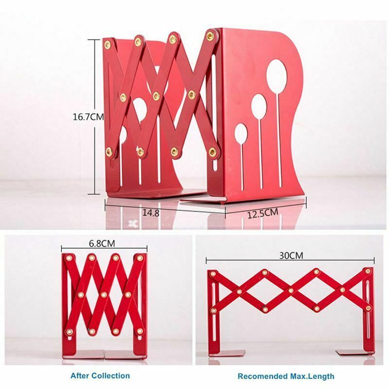 Creative Adjustable Bookends Black Metal Office Non-slip Magazine File Book W9U6