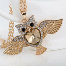 Lady Owl Rhinestone Crystal Pendant Necklace Animal Long Sweater Chain Jewelry3C