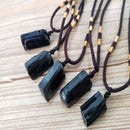 Natural Black Tourmaline Pendant Necklace Chakra Crystal Healing Stone Pendant