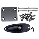 Black Guitar Neck Plate + Boat Style Mono Jack + Plate Socket