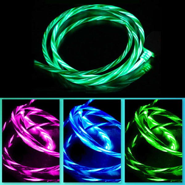 Luminous Streamer Micro-USB Fast Charge Cable for Android Z green O3C7