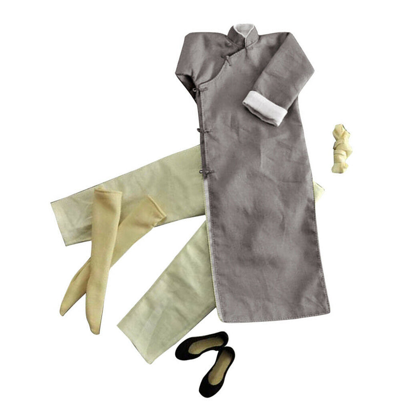 1/6 Long Sleeve Gray Chinese-style Costume Bruce Lee Kung Fu Suit 12'' Action