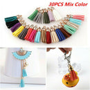 30X Suede Leather Tassel For Keychain Jewelry DIY Pendant Charms Findings Set H7