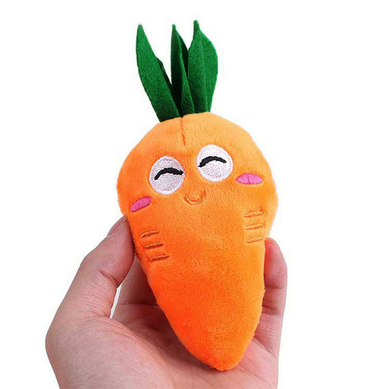 Cute Puppy Pet Supplies Carrot Plush Chew Squeaker Sound Squeaky Soft Dog Toys--