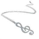 Crystal Chain Necklace Pendant Treble Clef Music Note Long Necklace for wom Y6F4