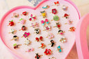 20*/SET Girls Kids Cartoon Adjustable Rings Crystal Ring Jewelry Cute Xmas Gift