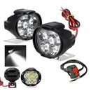 2Pcs 6 Led Motorcycle Light Headlight Assembly 10W 1000Lm+Switch Universal  G3B2
