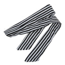 Women Striped Print Fabric Coated Wire Hair Wrap Scarf Head Band White Blac Y2Y1
