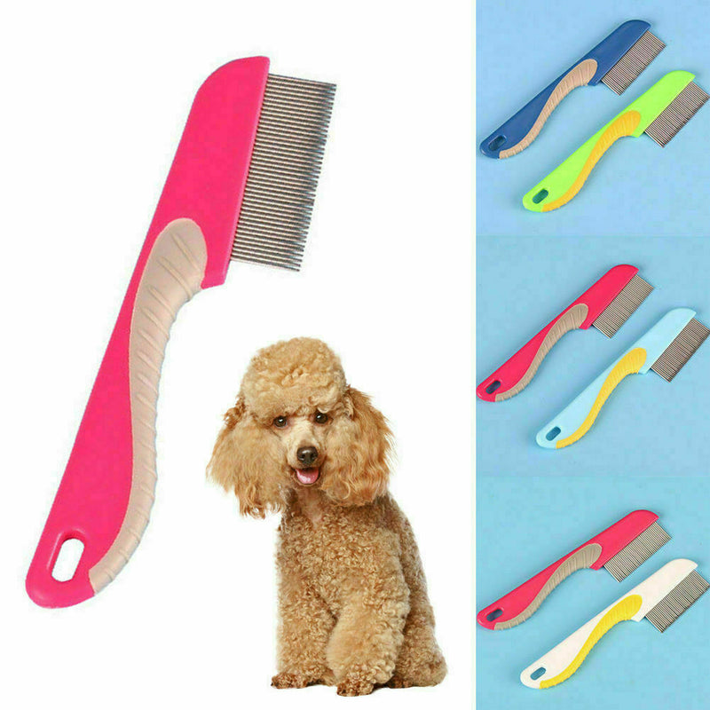 1pc Dog Cat Pet Stainle Steel Rake Comb Hair Grooming Trimmer Cleaning Brus J4K9