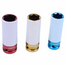 3 Pcs 1/2 inch 17mm 19mm 21mm Alloy Thin Wall Wheel Nut Deep Impact Socket