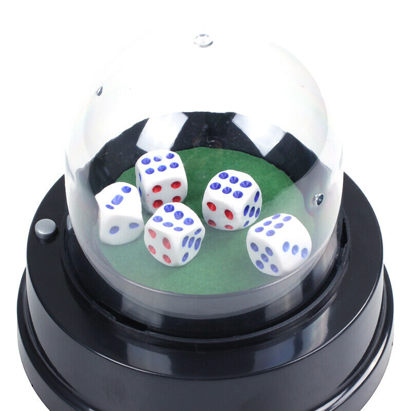 Automatic Dice Roller Cup Battery Powered Pub Bar Party Game Play With 5 Di J9N6