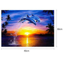 5D DIY Full Drill Diamond Painting Sunset Dolphin Cross Stitch Embroidery