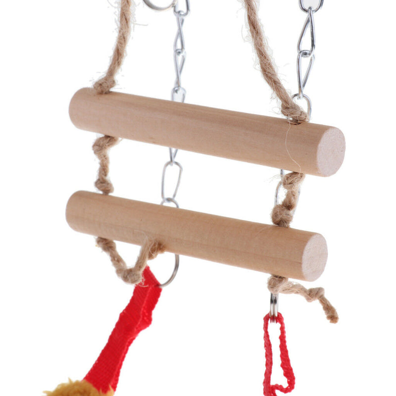 Bird Parrot Cage Hammock Cockatiel Toys Ladder Hanging Swing Chew Bridge