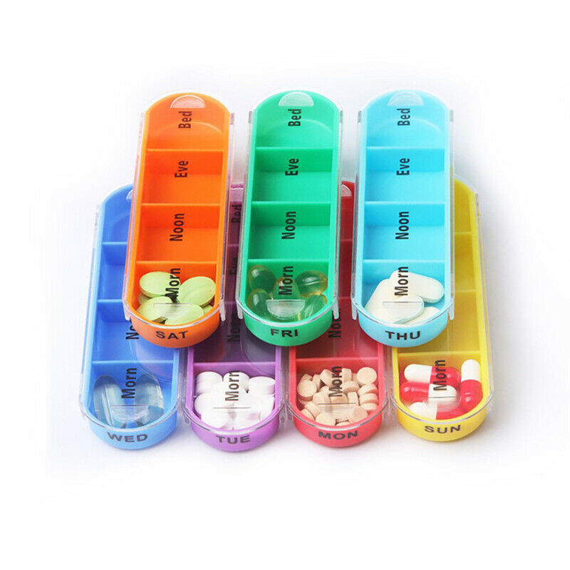 Weekly 7 Day 28 Slots Pill Box Medicine Storage Organizer Compartment Con ARC