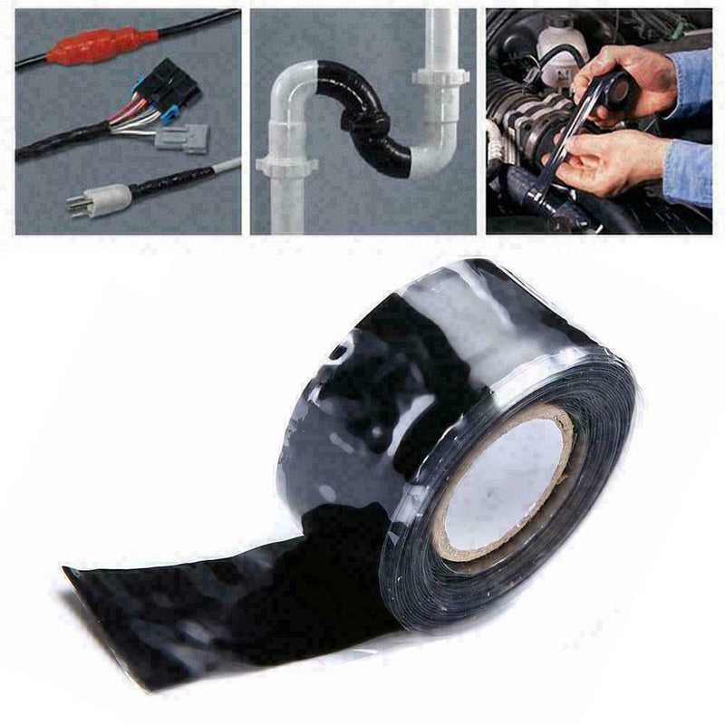 10 feet Self Adhesive Pipe Tape Waterproof Stop Leak Black Repair Seal Tape Z1T4