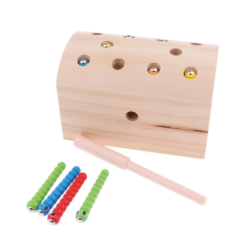 10pcs Insects Catch The Worm Game Toys Montessori Wooden Toys for Kids, Wood
