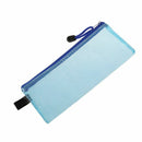 Grid Design Blue Zipper Closure Soft PVC Stationery Pouch Bag
