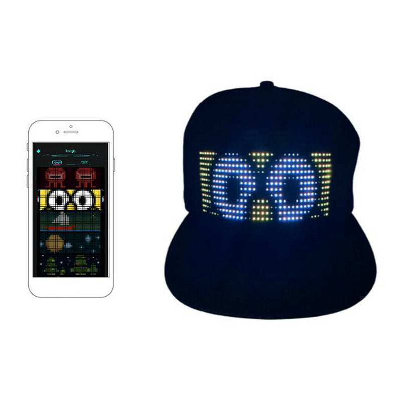 Luminous Glow Bluetooth LED Display Cap Hat Editable for Club Performance