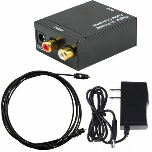 Digital Optical Coax to Analog RCA L/R Audio Converter Adapter with Fiber Ca FT
