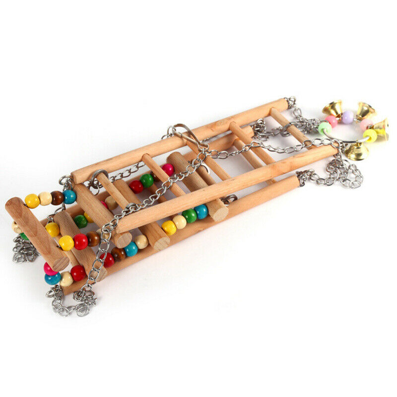 Parrots Toys Bird Swing Exercise Climbing Hanging Ladder Bridge Wooden Rain U4G9