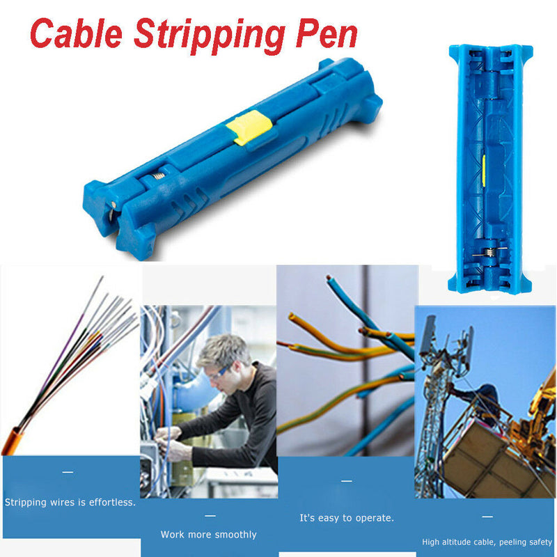 Portable Electrical Stripper Pen Rotary Coaxial Cable Pen Cutter Pliers (Blue)