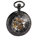man black Steampunk skeleton copper Pocket watch