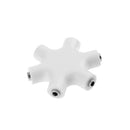 3.5mm Jack 6 Way Multi Port Hub Aux Headphone Audio Cable Adapter (White)