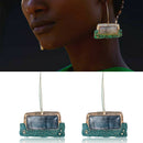 Natural Stone Pendant Statement Dangle Drop Earrings Women's Handmade Jewelry