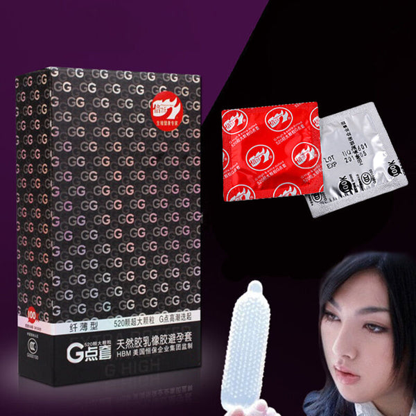 10pcs 520 Big Particle Spike Dotted Ribbed GPoint Latex Condoms Easy to  la F7S5