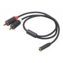 1piece 3.5MM Stereo Audio Female To 2 RCA Male Line BLACK 3635F-04 40CM
