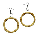 1 Pair Classic Country Fresh Natural Bamboo Round Hoop Dangle Hook Earrings