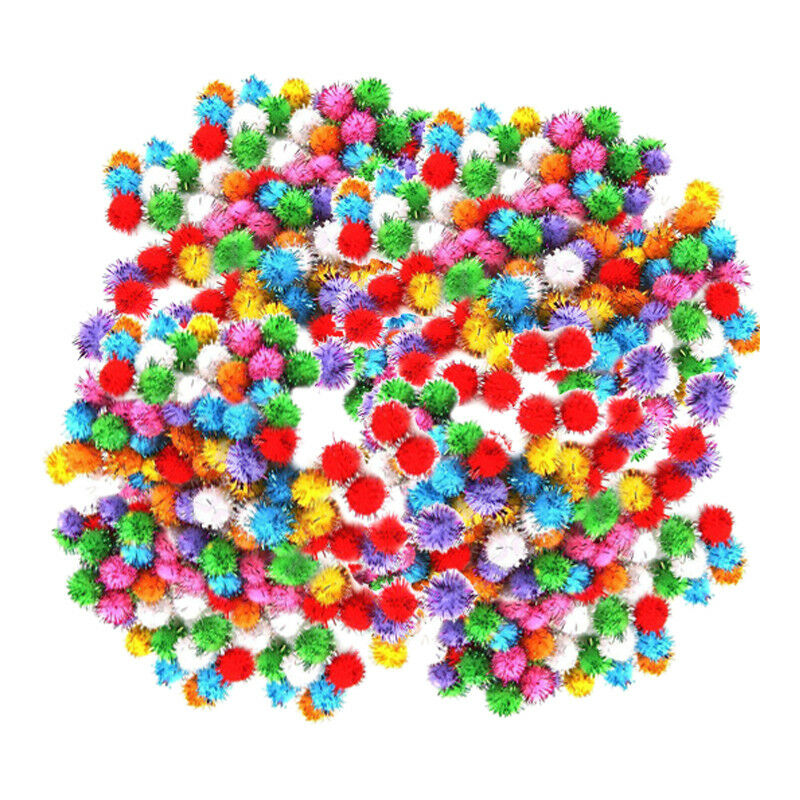 400Pcs Mini Tinsel Sparkly Small Pom Pom Ball Cat Kitten Pet Bird Play Toys