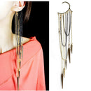 Women Fashion Punk Rock Leaf Chain Tassel Dangle Ear Cuff Wrap Earrings Ear Clip
