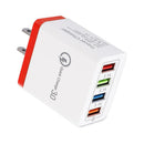 4 USB Travel Wall Charger 3A Fast Charging Charger US Plug Adapter (Red) A