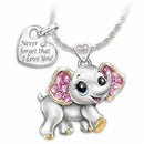 Cute Elephant Rhinestone Pendant Never Forget That I Love You Lettering Necklace