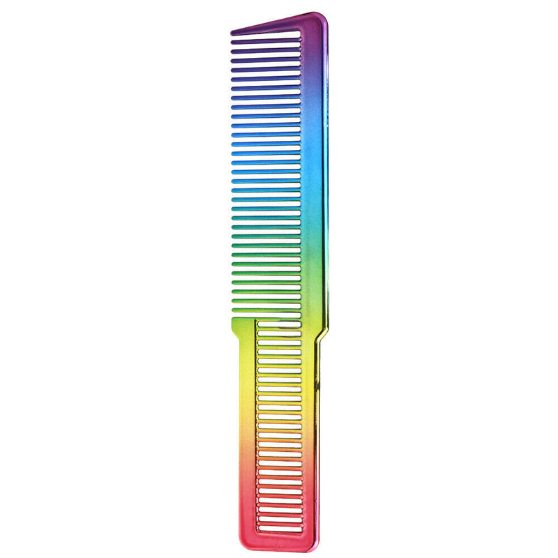 Electroplating Rainbow Comb Clipper Oil Head Hair Styling Comb (Rainbow) A