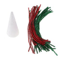 15cm Cone Shape Christmas Tree Styrofoam Foam + 40pcs Red Green Tinsel Stem