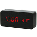Multicolor Sound Control Wooden Wood Square Led Alarm Clock Desktop Table D