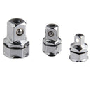 1X(3-Piece Wrench Socket Adapter Set 1/4 Inch 3/8 Inch 1/2 Inch Square Hex