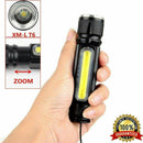 LED Flashlight USB Rechargeable T6 torch Side COB Light tail magnet Work Light