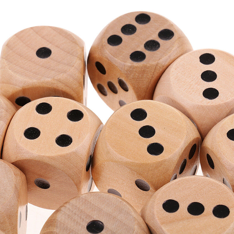 Set of 10 Wooden D6 Dice 3cm Gaming Dice for D&D RPG Accessories Wood