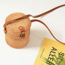 Round Woven Bag,Hand Woven Rattan Bag With Leather Strap Braided Women Cros
