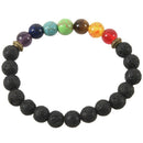7 Chakra Healing Bracelet Black Lava Beads Reiki Buddha Prayer Stone Men's