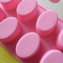 8-Cavity Oval Shape Soap Mold Silicone Chocolate Mould Tray Homemade Making DIY